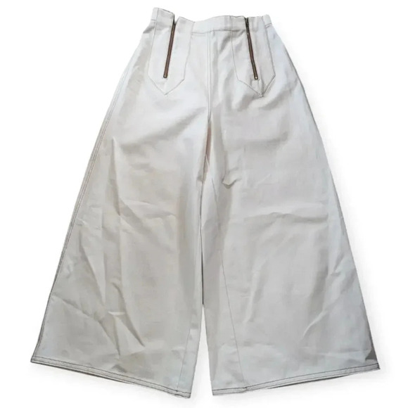 Salvage Cloth Double Zipper High Rise Wide Leg Jeans NYC Sustainable Streetwear - Picture 1 of 12